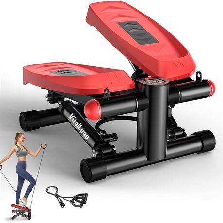 Steppers for Exercise, Air-Powered Mini Steppers with Resistance Bands for Home