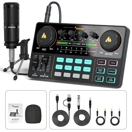 MAONO Podcast Equipment Bundle Audio mixer All-in-One Podcast Production Studio