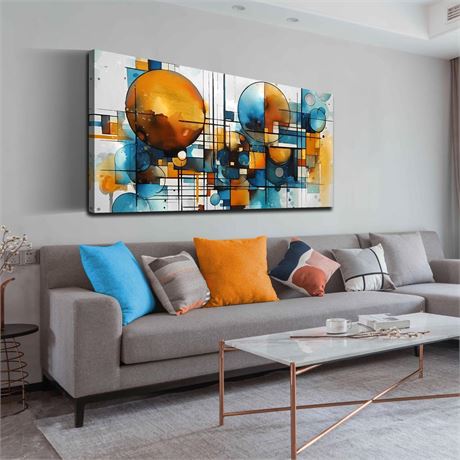 ENTANUB Abstract Canvas Wall Art for Living Room, Circle Wall Decor for