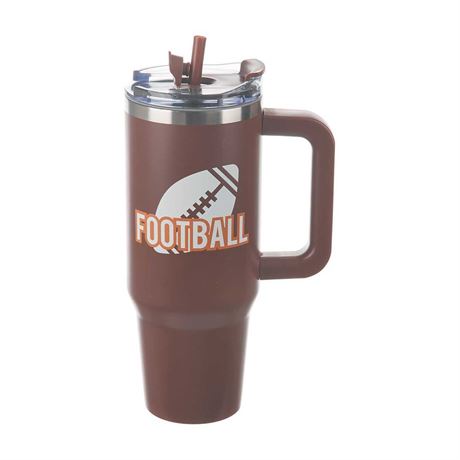 Football Printed Travel Tumbler with Straw, Assorted, 1 ct