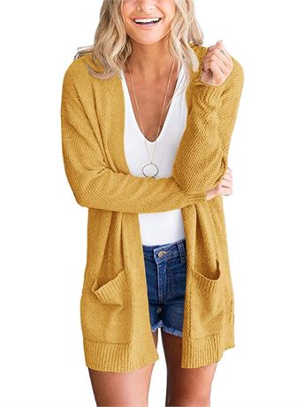 MEROKEETY Women's 2024 Long Sleeve Waffle Knit Cardigan Open Front Cozy Sweater