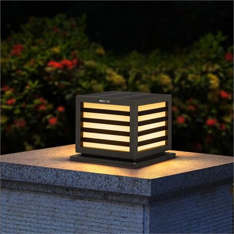 Outdoor Solar Post Cap Light, Modern 3000K Luxury LED Landscape Lighting with