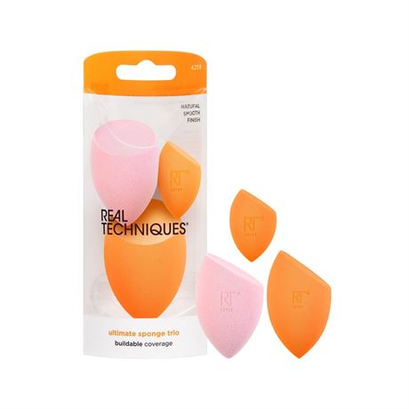 Real Techniques Makeup Sponge Trio, Foundation & Powder Makeup Sponges, Multi
