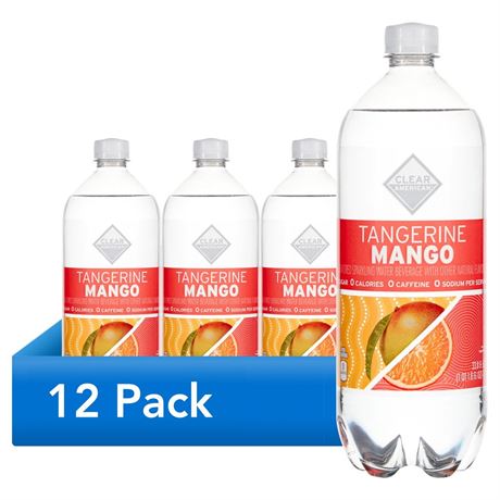 (11 pack) Clear American Tangerine Mango Sparkling Water, 33.8 fl oz