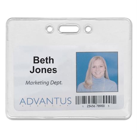 ADVANTUS Proximity Badge Holder, Horizontal, 3-3/8 x 2-3/8" Insert Size, Clear,