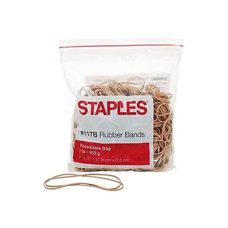 Staples Premium Rubber Bands, #117B, 1 Lb. Bag, 200/Pack (28621-CC)