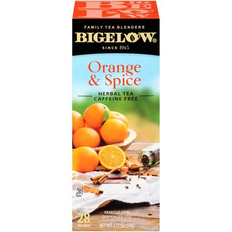 Bigelow Orange & Spice Herbal Tea 28-Count Box (Pack of 1) Caffeine-Free