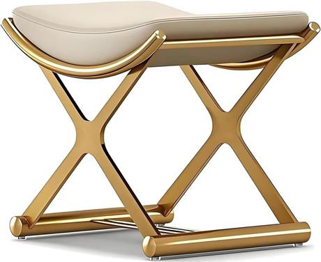 CHSSIH Vanity Stool Chair for Makeup - Small Backless Leather Stool for Vanity