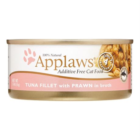 Applaws Natural Tuna Fillet with Shrimp in Broth Wet Cat Food, Case of 24