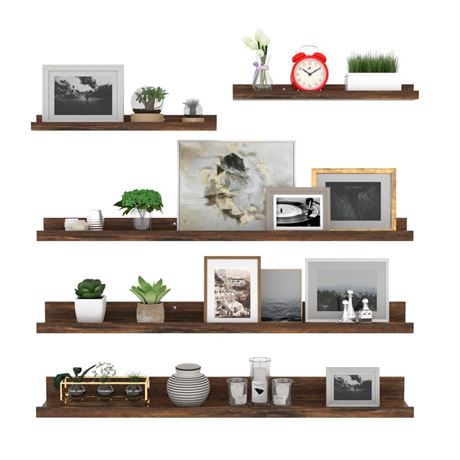 Giftgarden 36 Inch Large Floating Shelves for Wall Set of 5, Rustic Wood Wall