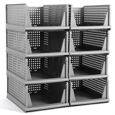 Sieral 8 Pcs Stackable Storage Bins Closet Organizers and Storage Stackable