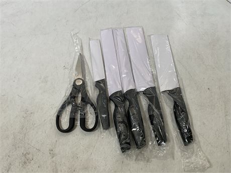 6-Piece Black Knife Set with Magnetic Strip for Wall, Ultra Sharp Magnetic