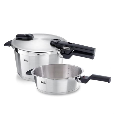 Fissler Vitaquick Premium 2 Piece Set, 2.6 Quart Pressure Skillet and 4.8 Quart