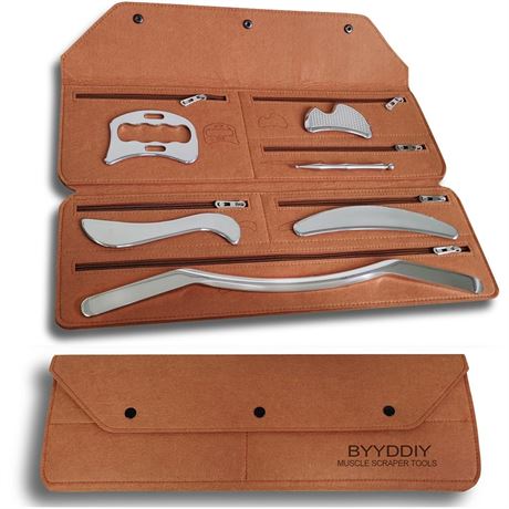 BYYDDIY 6 in 1 Stainless Steel Gua Sha Muscle Scraper Tools Kit, Scraping