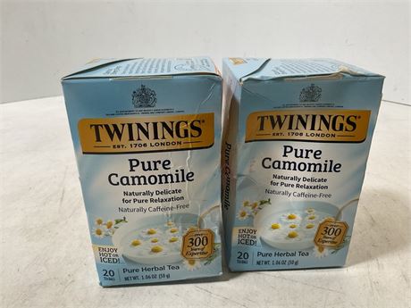 Twinings Pure Camomile Herbal Tea Bags, Caffeine Free, 20 Count Box