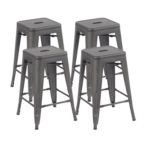 YOUNIKE Metal Barstools Set of 4 Counter Height Bar Stools 24 Inches Indoor