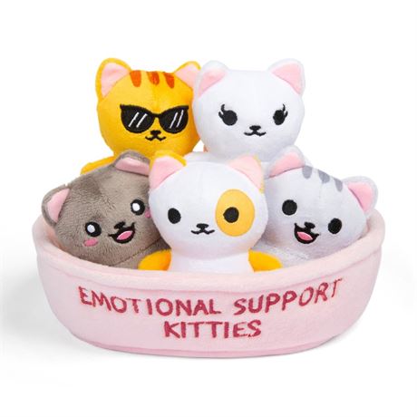 Emotional Support Pals Kitties, Plush Animal Toys, Includes 5 Plushies with