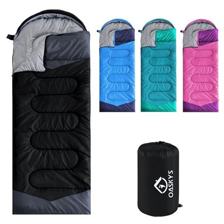 oaskys Camping Sleeping Bag - 3 Season Warm & Cool Weather - Summer Spring Fall