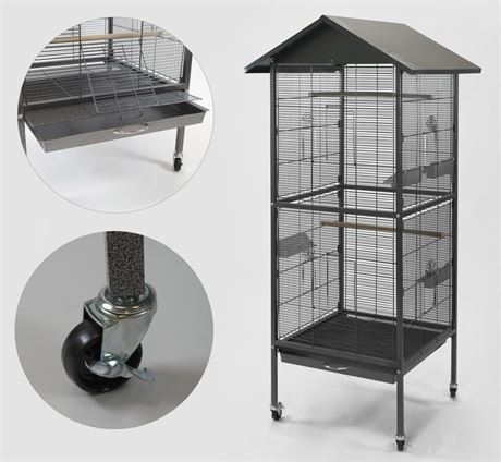 Homey Pet Product Large Bird Cage, Black Hammertone