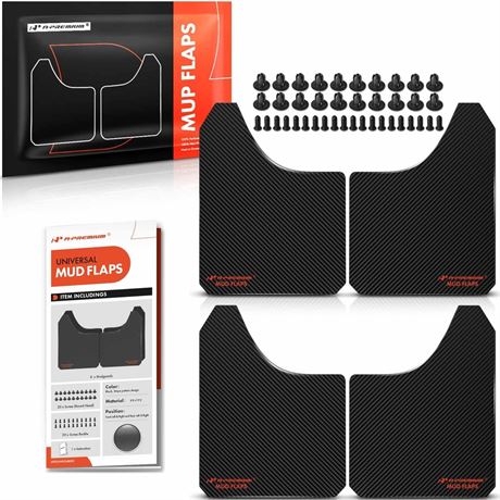 A-Premium Universal Mud Flaps, 4 Pack Black Splash Guards for Truck Car Pickup