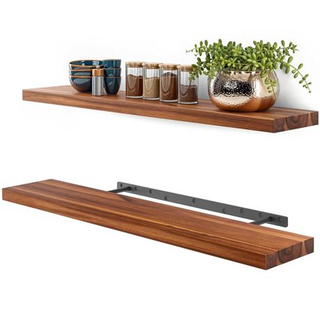 BATODA Set of 2 36" Wood Floating Shelves Wall Mounted – Rustic Farmhouse