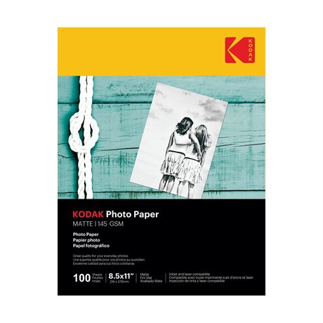 Kodak photo paper 8.5 x 11 glossy, 2-Pak bundle, 250count  total, 48 lb - 180