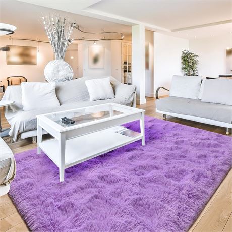 Terrug Fluffy Rugs for Living Room Bedroom, Purple Area Rug Washable Shag