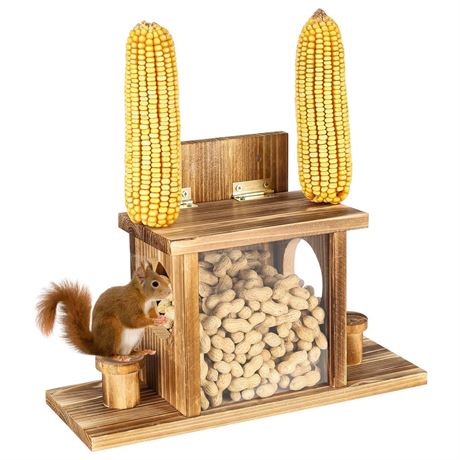 Funny Squirrel Feeder,Carbonized Squirrel Feeders for Outside,Easy Filling and