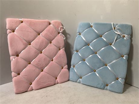 pack of 2 one pink and one blue cushion photo board