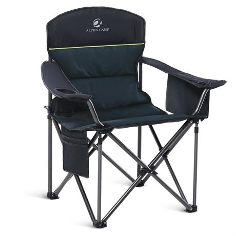 GREEN PARTY Folding Camping Chairs Oversized Heavy Duty Lawn Chair with Cooler