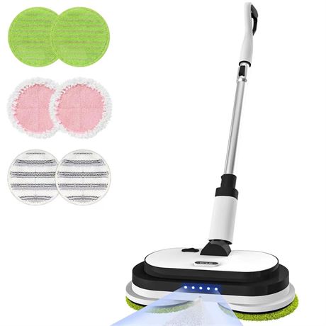 Cordless Electric Mop, Floor Cleaner with LED Headlight & Water Sprayer, Up to