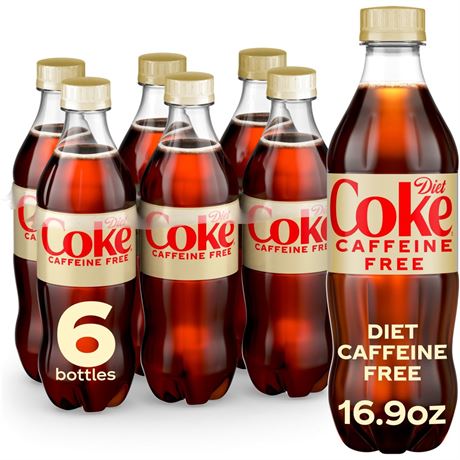 Diet Coke Caffeine-Free Soda Pop Bottles, 16.9 fl oz, 6 Pack