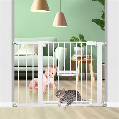 40.6"-29.7" Auto Baby Gate for Doorways, Small Baby Gate with Cat Door, Super