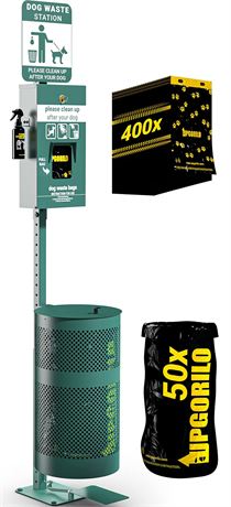 Dog Waste Station with Foot Pedal, 400 Bags, 50 Can Liners, Glow in the Dark