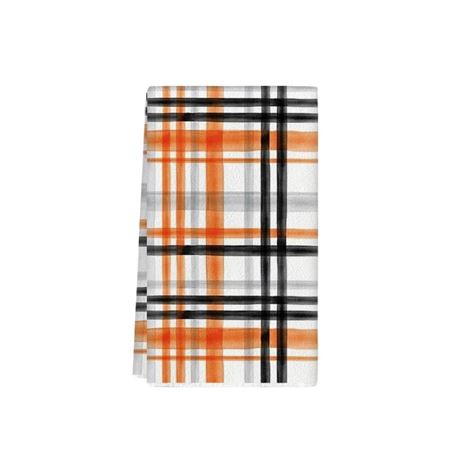 OFFSITE Artoid Mode Buffalo Plaid Orange Black Halloween Fingertip Towel, Fall