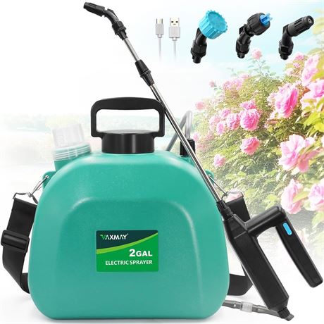 Battery Powered Sprayer 2 Gallon, Upgrade Powerful Electric Garden Sprayer with