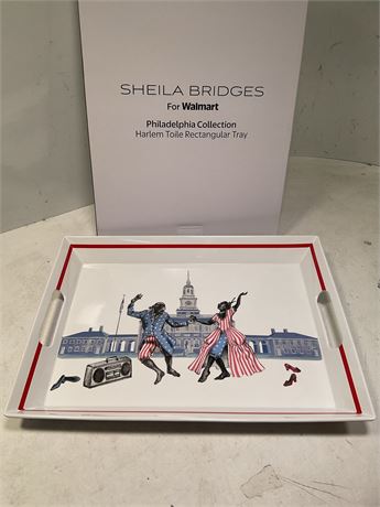 Sheila Bridges Harlem Toile Dancing Melamine 14.37" x 19.37" Handled Serving