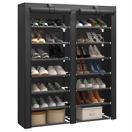 JIUYOTREE 7-Tier Shoe Storage Organizer with Dustproof Cover - Closet Cabinet