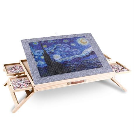 1500 Piece Jigsaw Puzzle Board - Wooden Puzzle Table with Cover -