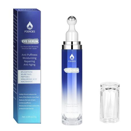 Eye Serum with 8% Caffeine 8% Retinol Hyaluronic Acid Niacinamide peptides for
