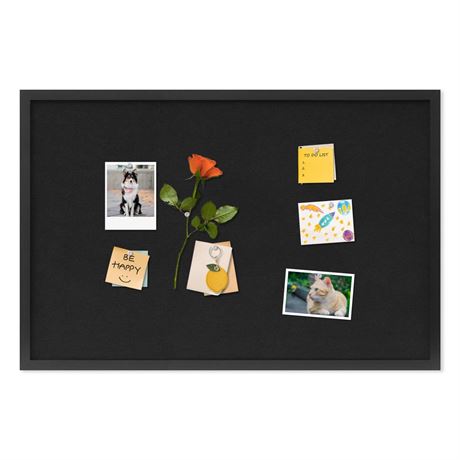 Cork Board with Linen Black,Bulletin Board 30"x20",Corkboards for Office Home