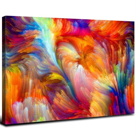 Colorful Abstract Wall Art Bright Rainbow Splash Canvas Pictures Wall Decor
