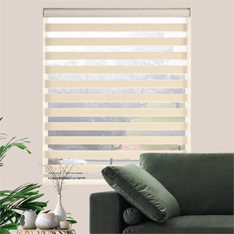 Zebra Blinds for Windows, Dual Layer Roller Blinds with Thermal Insulated for