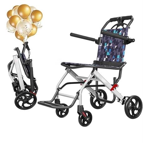 Ultralight Transport Wheelchair, Folding Portable Boarding Travel Wheelchair,