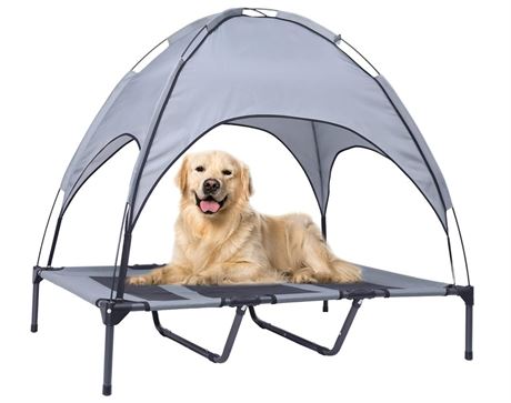 Outdoor XLarge Elevated Dog Bed with Canopy- Durable Oxford Fabric Chew Proof