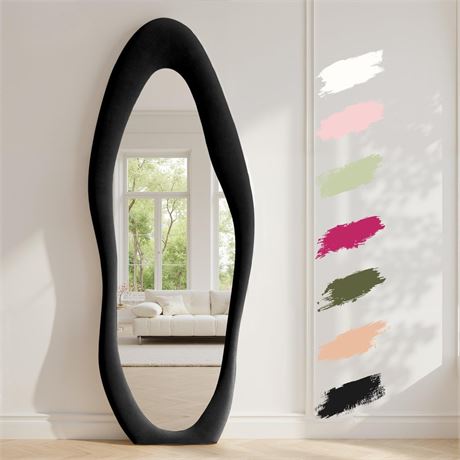 Anpark Full Length Mirror 63"x24" Irregular Full Body Wall Mounted Floor Mirror