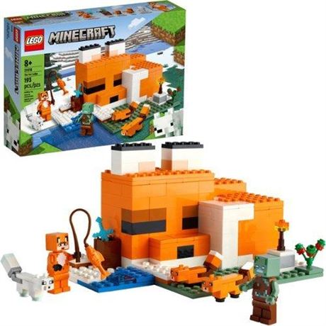 LEGO Minecraft the Fox Lodge House 21178 Animal Toys with Drowned Zombie Figure