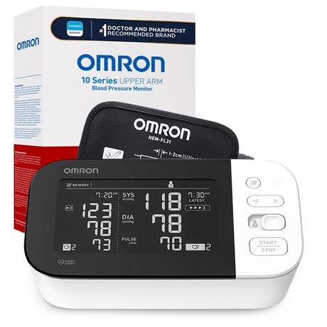 OMRON 10 Series Wireless Upper Arm Blood Pressure Monitor and Arm Cuff for Home