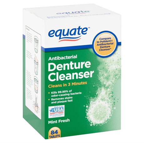 Equate Antibacterial Denture Cleansers Tablets  84 Count