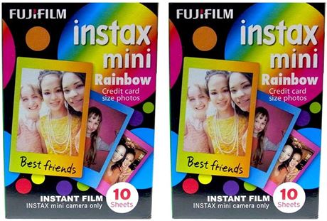 Fujifilm Instax Mini Instant Rainbow Film, 10 Sheets, 2 Value Set